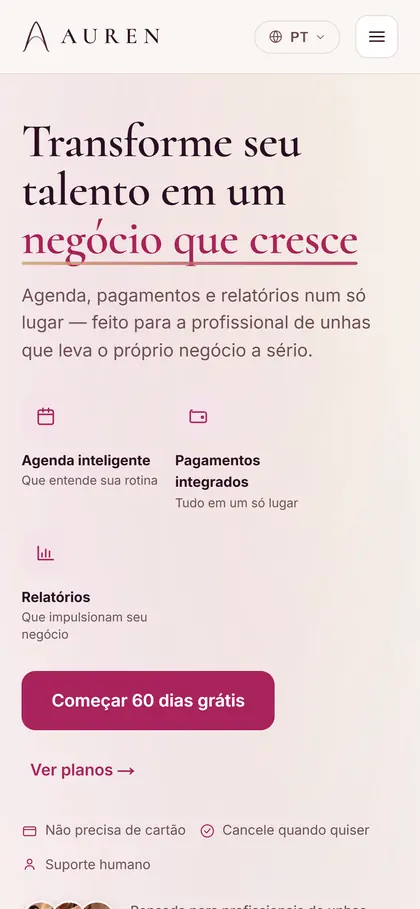 Aplicativo da AUREN no celular.