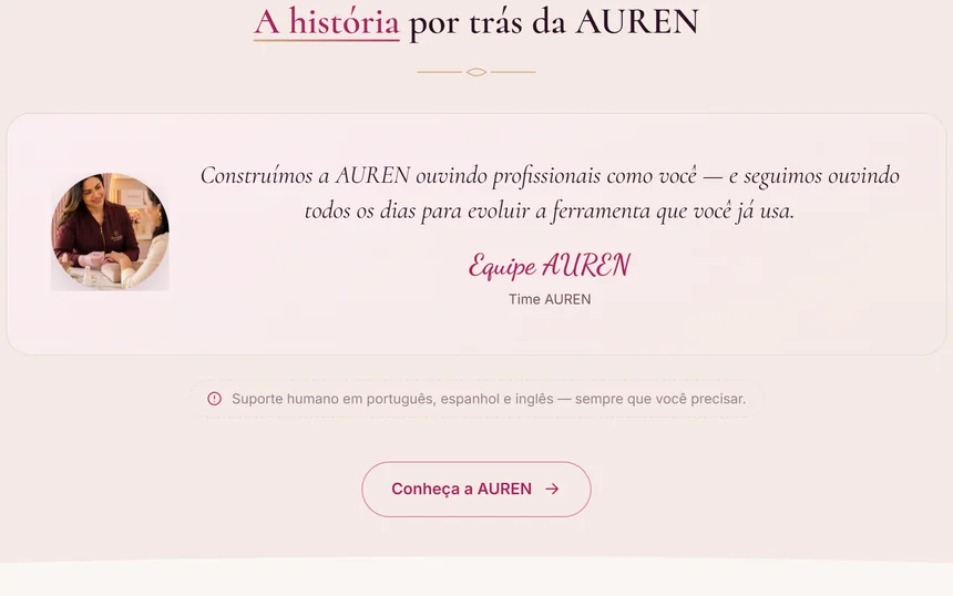 Seção “A história por trás da AUREN”.