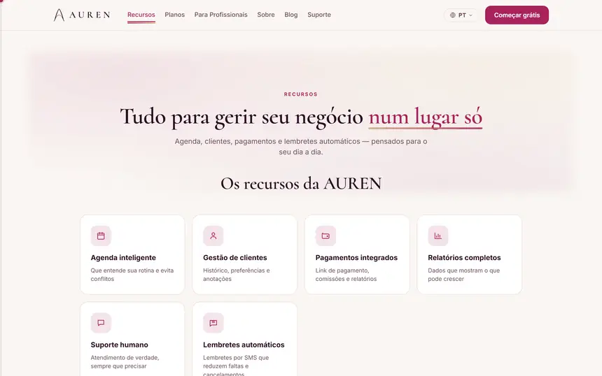 Seção de recursos da AUREN.