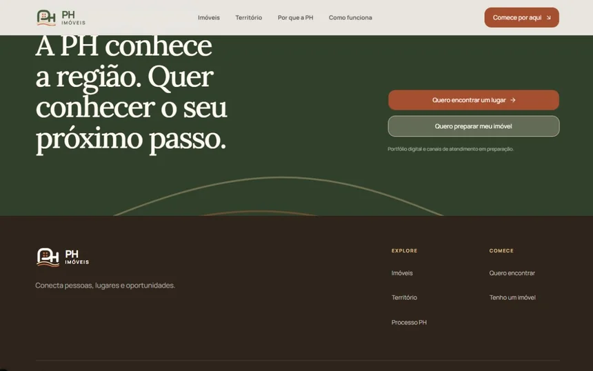 Faixa final da PH Imóveis, com o convite para conversar.