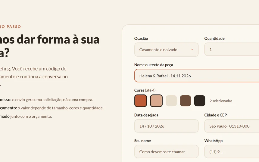Formulário de briefing da Pheelprint.